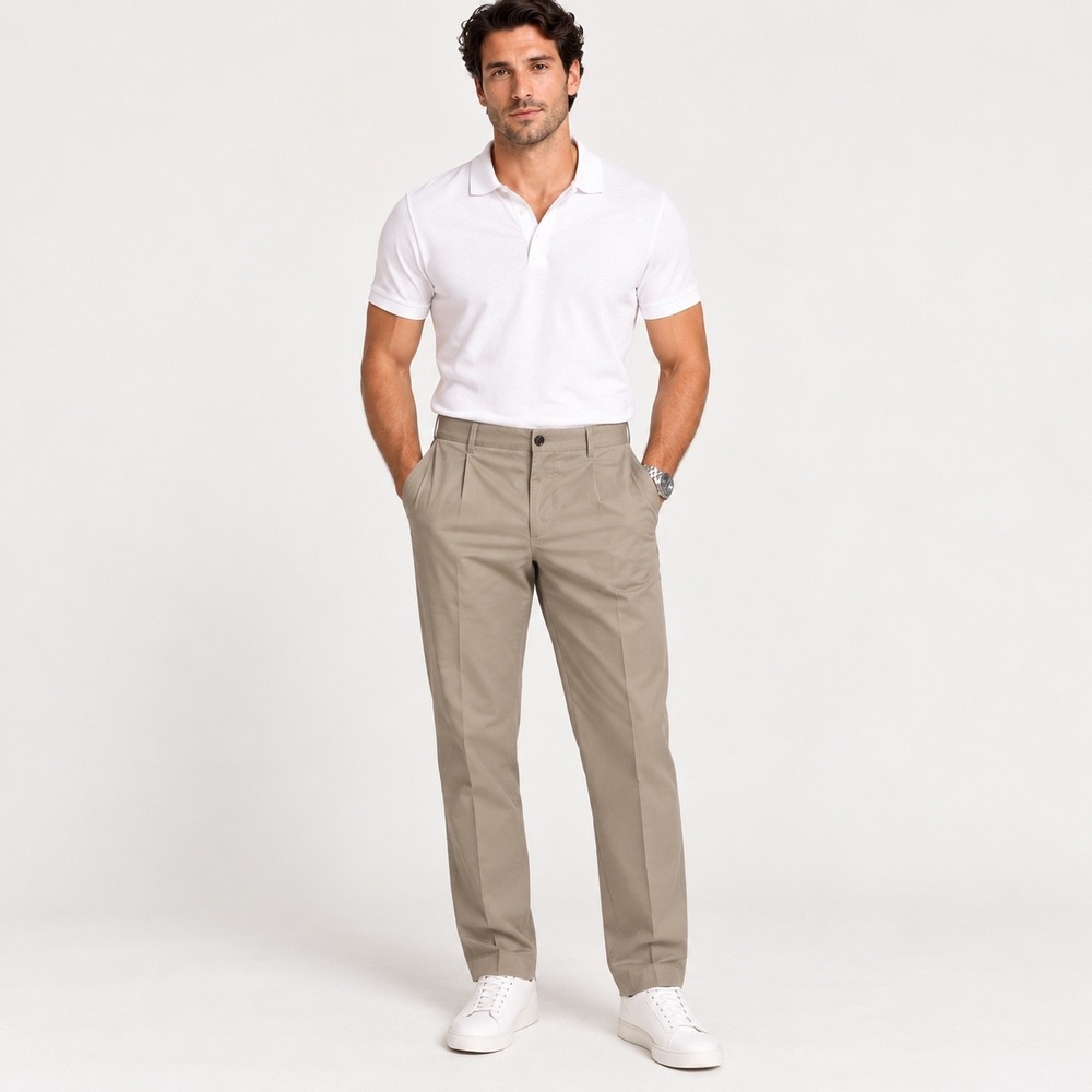 Giorgio Armani Borgo 21 Mens Pleated Trousers Khaki Cotton Italy CP8016 54